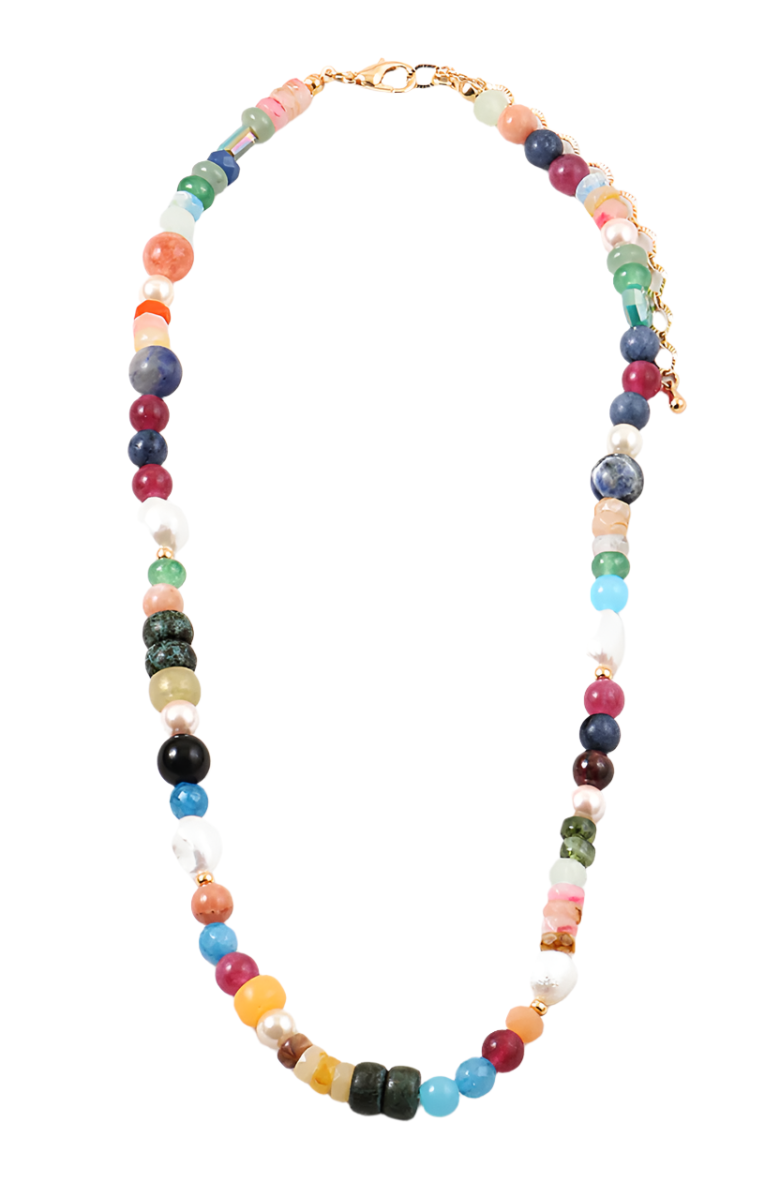 Multi Colored Beaded Necklace with Pearls