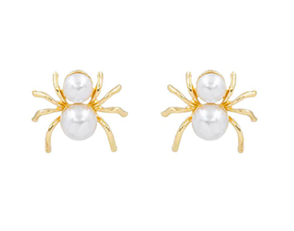 Halloween Pearl Spider Stud Earrings