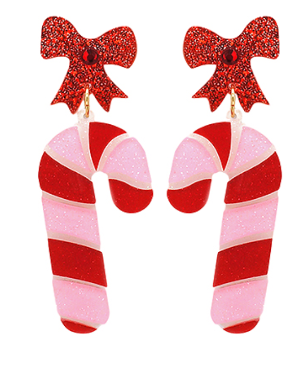 Acrylic Christmas Candy Cane Earrings