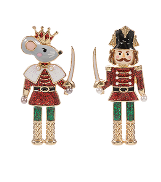 Nutcracker and Mouse King Stud Earrings - Medium - Red