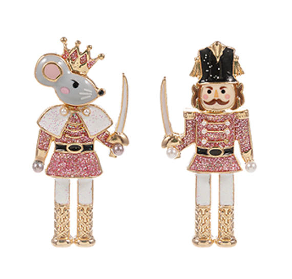 Nutcracker and Mouse King Stud Earrings - Medium - Pink