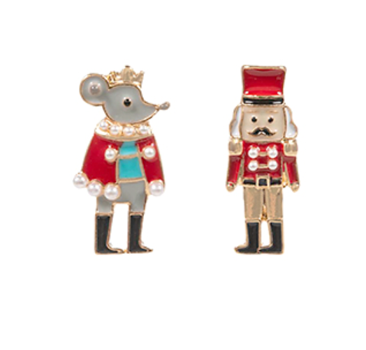 Nutcracker and Mouse King Stud Earrings - Red
