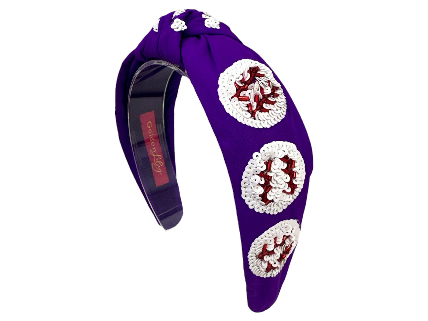 Baseball Knot Headband - Sequin Purple
