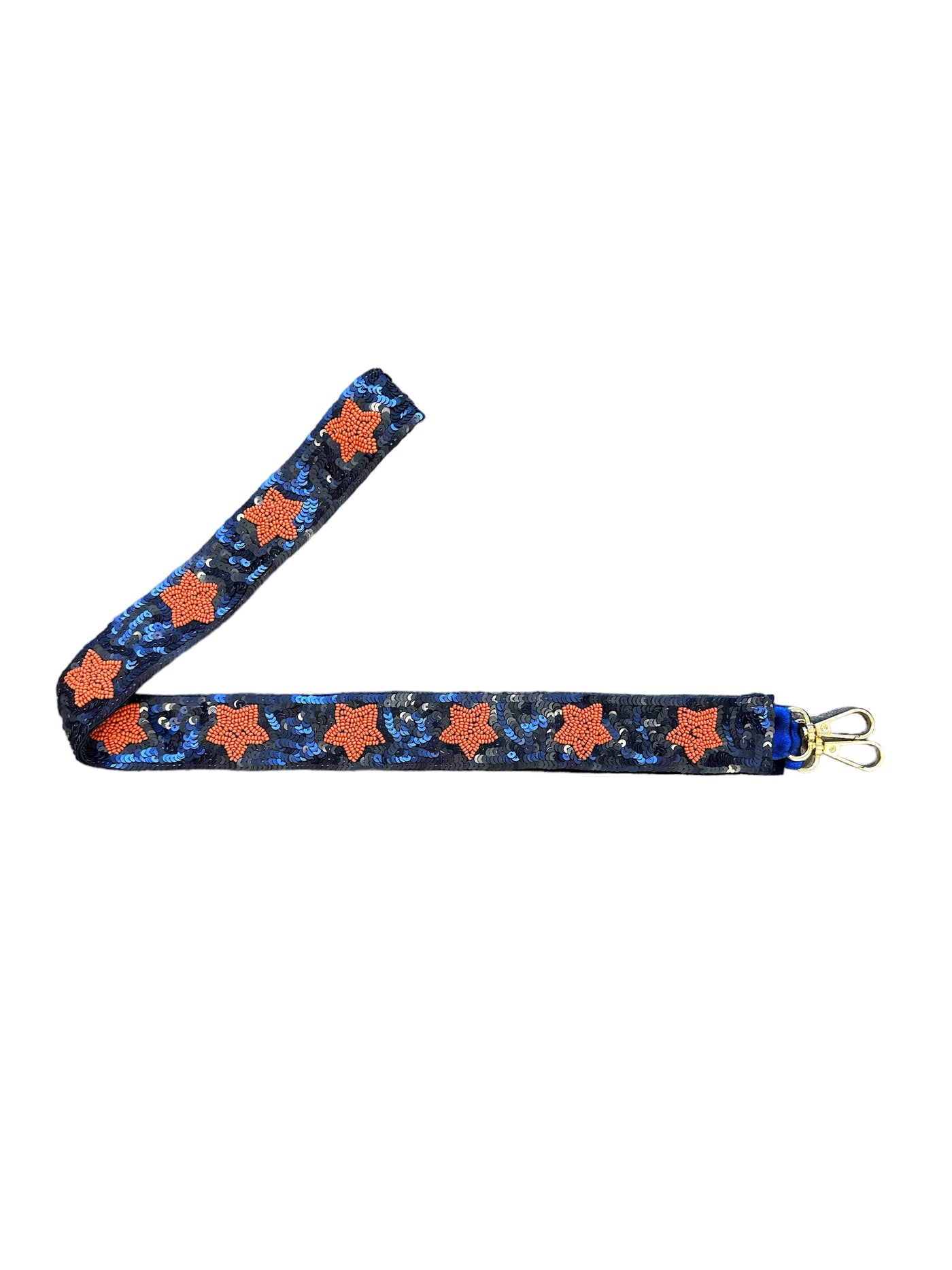 Sequin Bag Strap - Navy with Orange Star