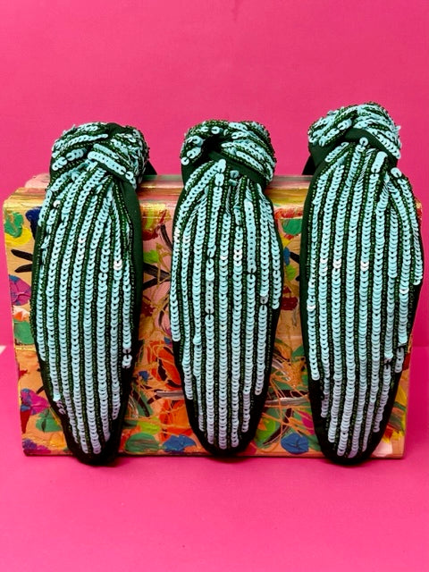 Sequin‎ Headband with Blue and Green Stripes Women main image 4