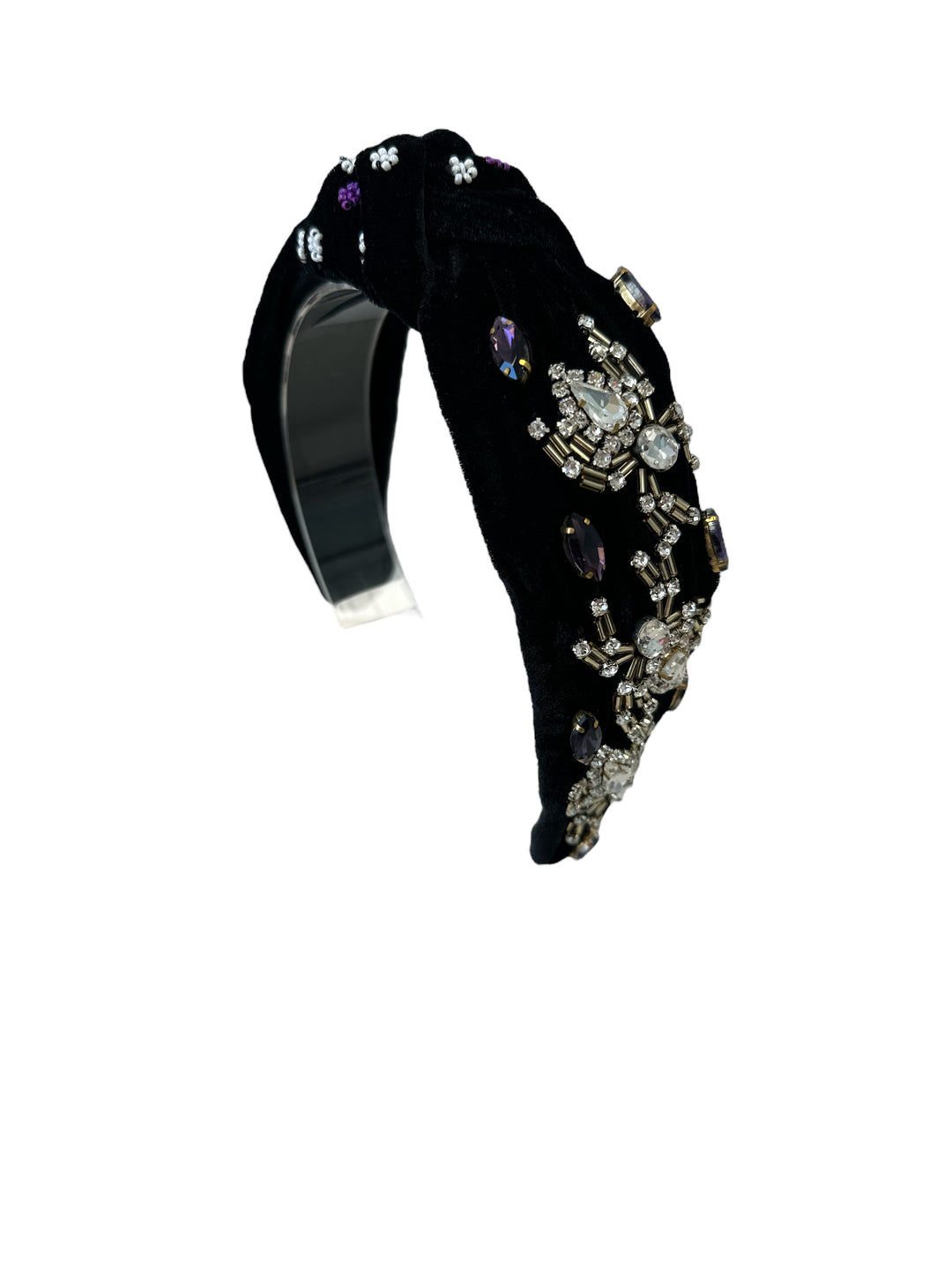 Headband Knot - Halloween Rhinestone Spider - Black Velvet  display picture 2