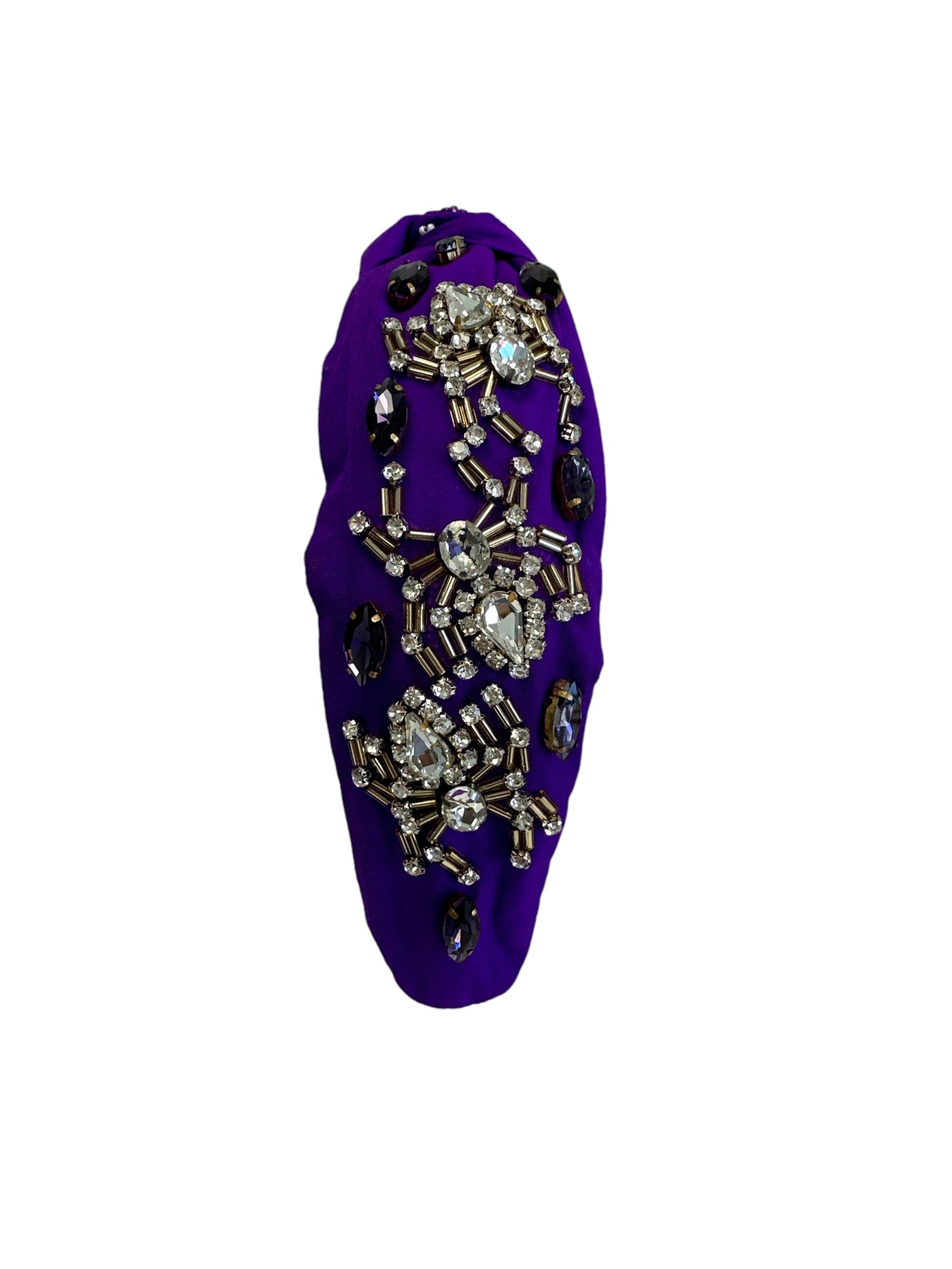 Headband Knot - Rhinestone Spider - Purple