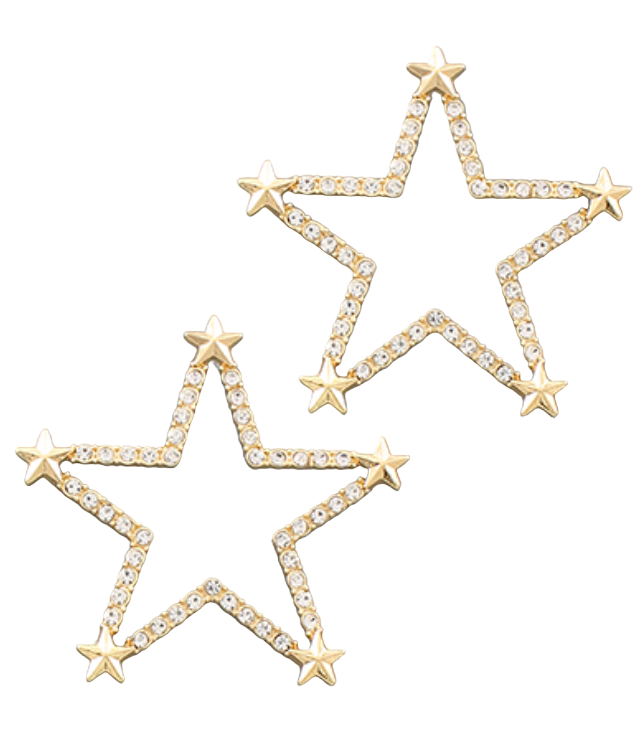 Star Rhinestone Gold Star Earrings
