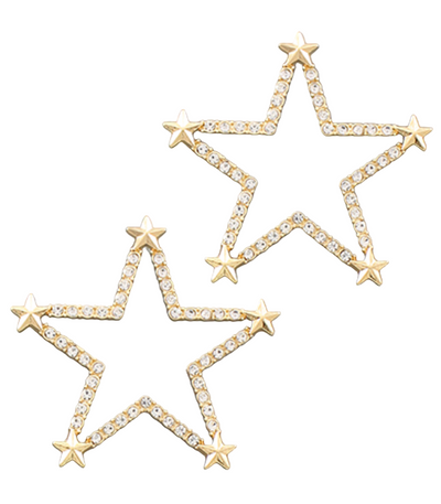 Star Rhinestone Gold Star Earrings