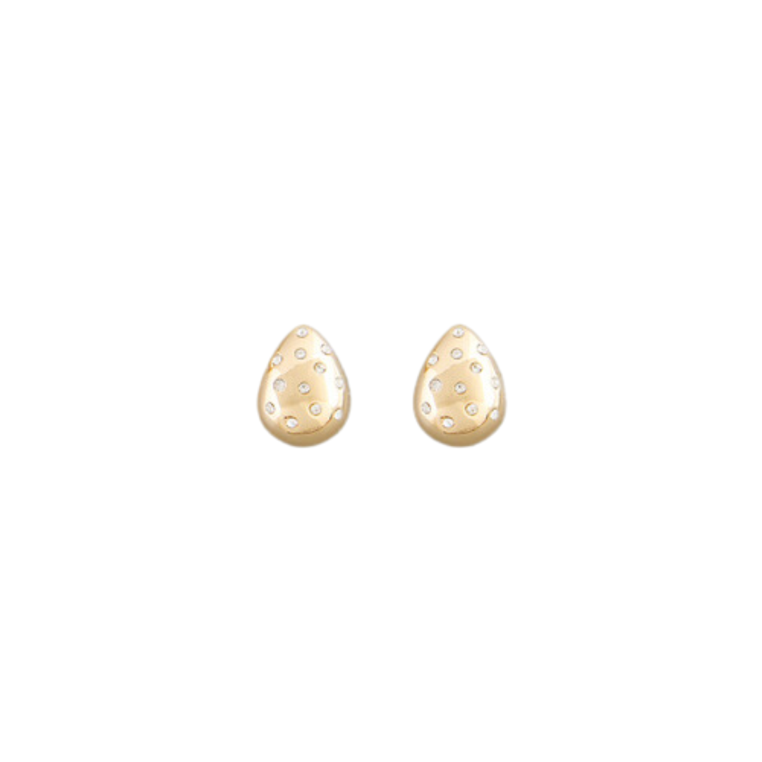 Tear Drop Earrings - Gold with Rhinestones