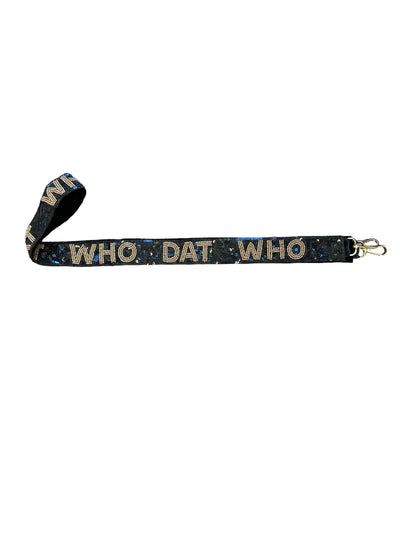 Sequin Strap - Black with Gold Who Dat