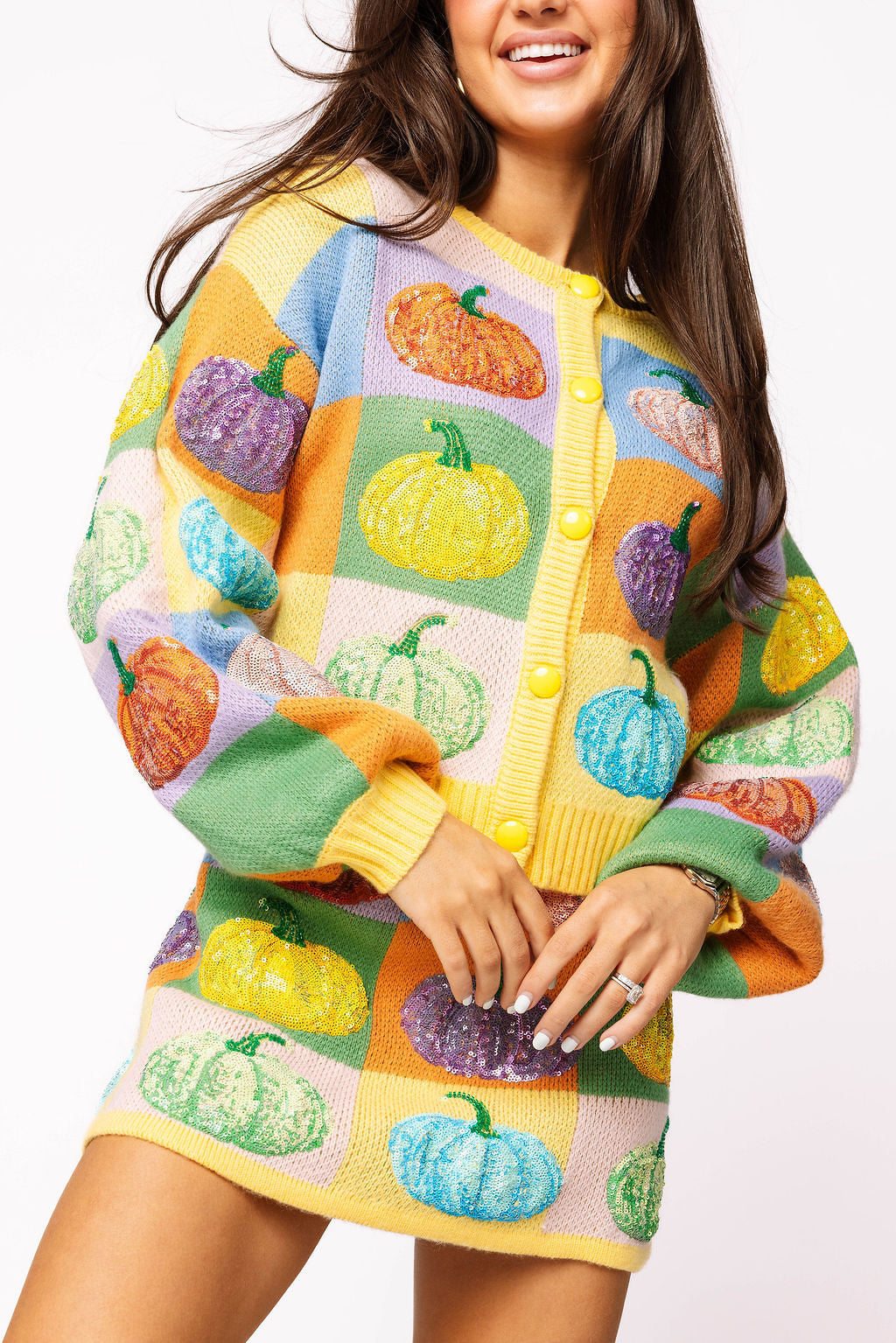 Queen of Sparkles - Colorful Pumpkin Cardigan