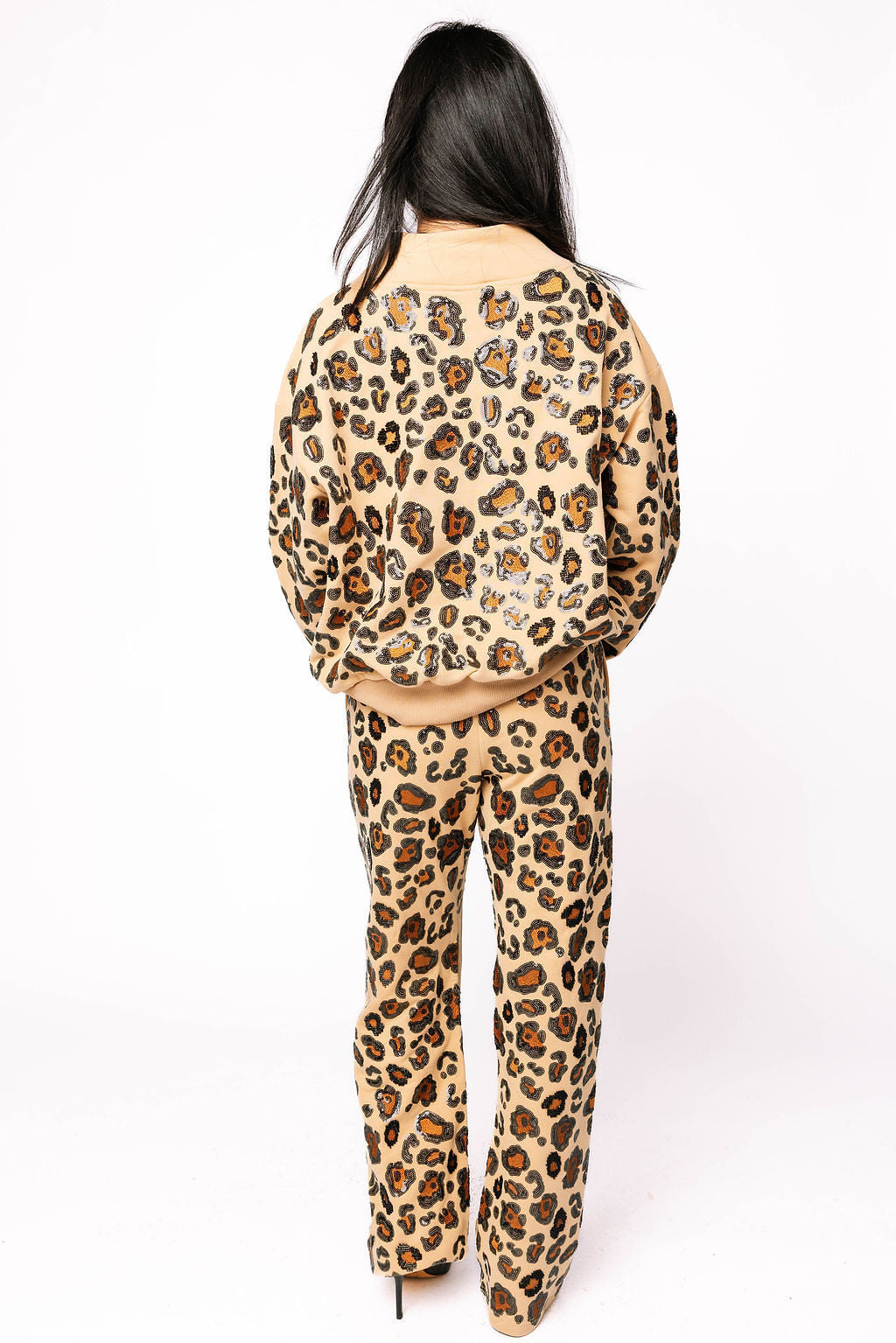 Queen of Sparkles - Tan, Brown, & Black Leopard Mock Neck Sweatshirt