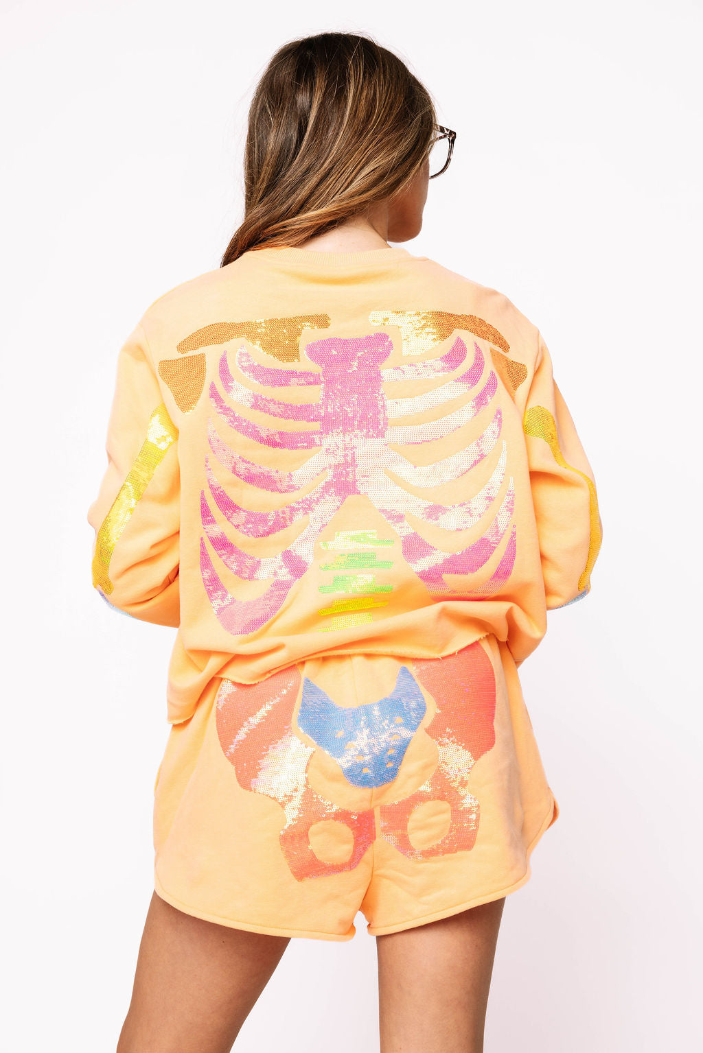 Queen of Sparkles - Neon Orange Skeleton Sweatshirt