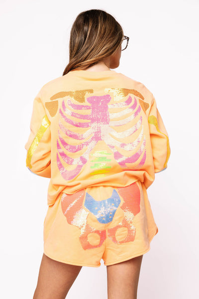 Queen of Sparkles - Neon Orange Skeleton Sweatshirt