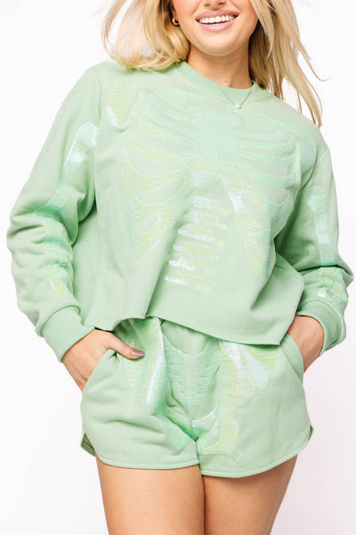 Queen of Sparkles - Neon Green Skeleton Sweatshirt