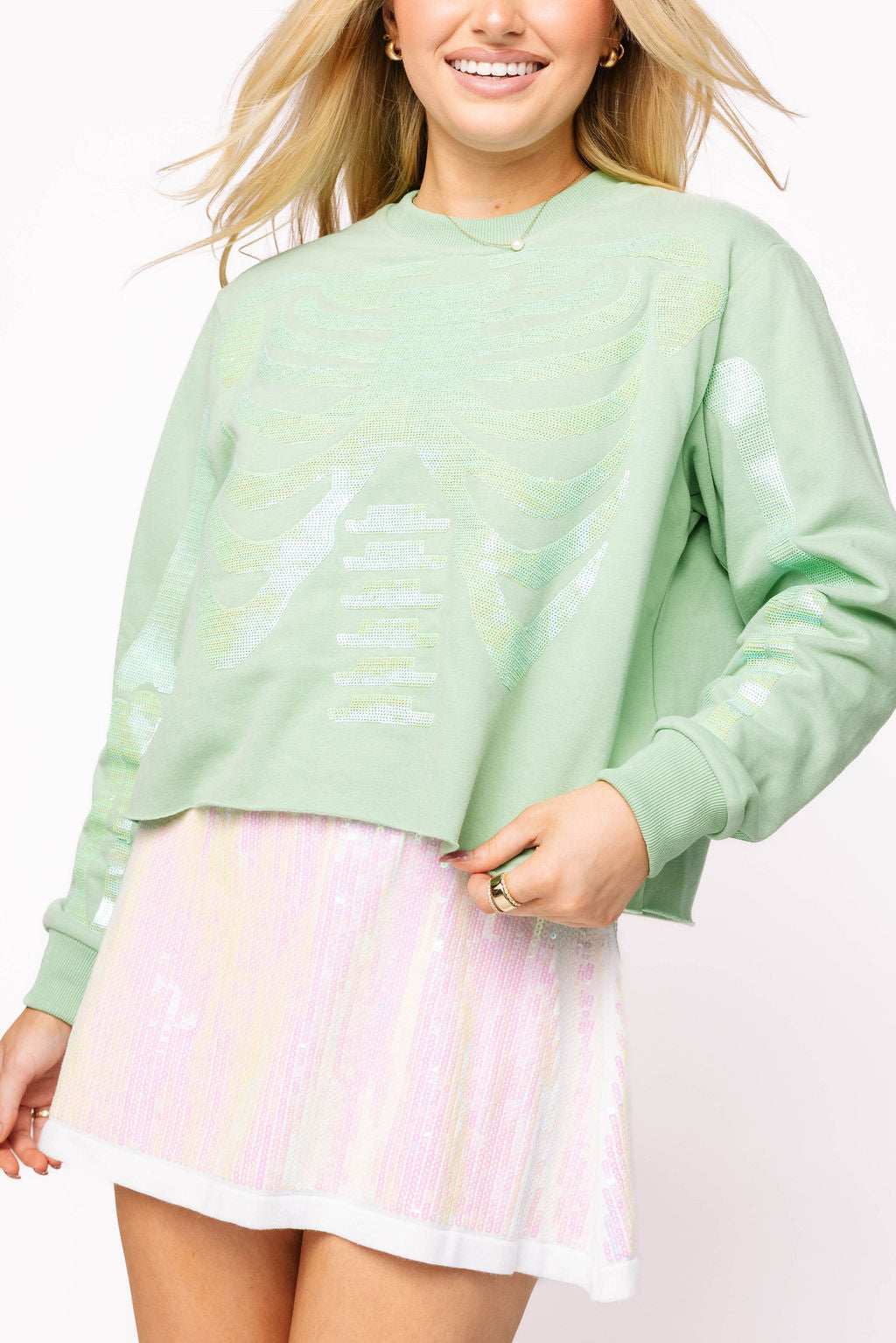 Queen of Sparkles - Neon Green Skeleton Sweatshirt