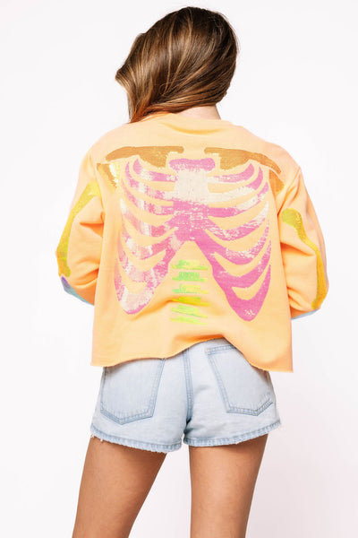 Queen of Sparkles - Neon Orange Skeleton Sweatshirt