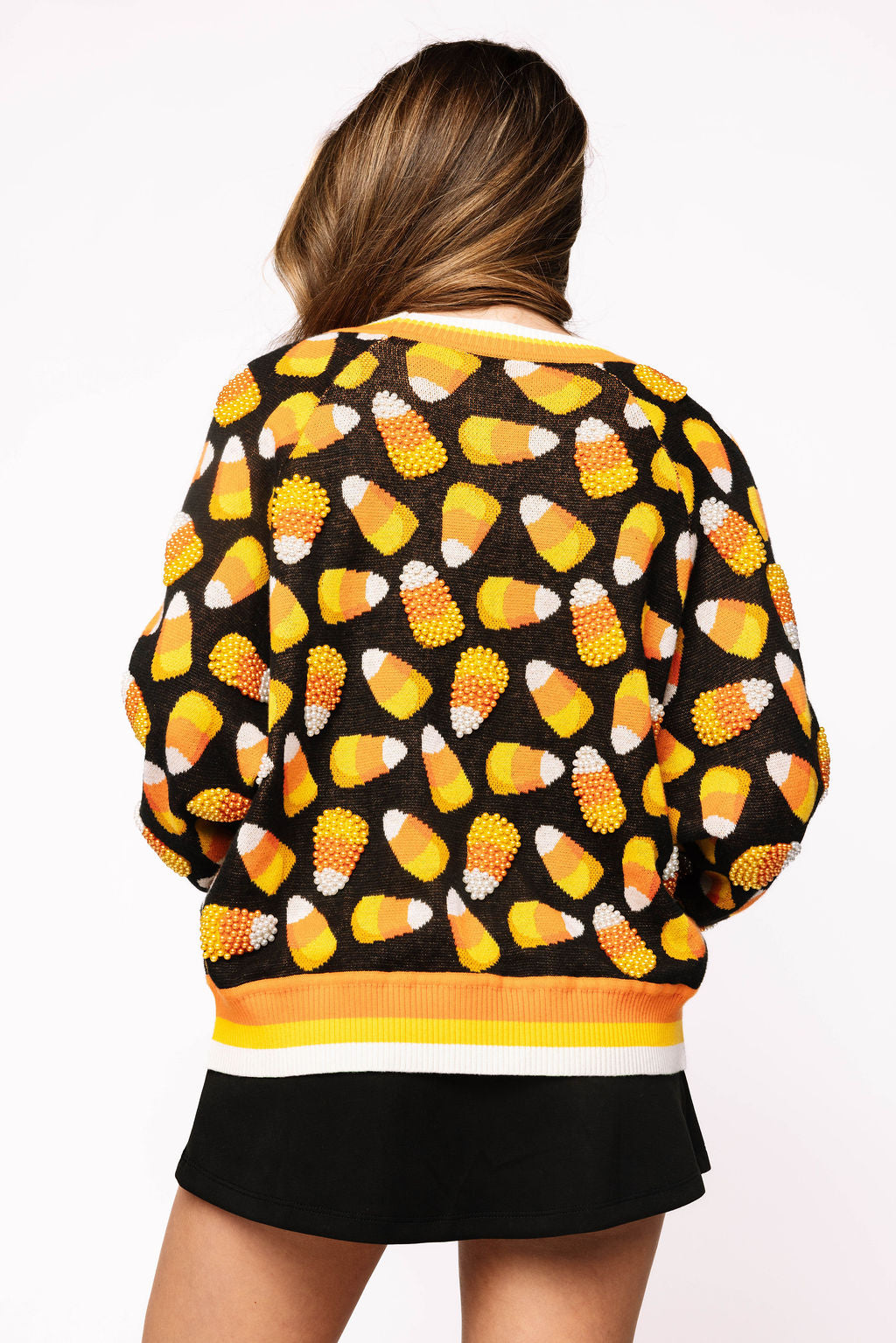 Queen of Sparkles - Black Pearl Candy Corn Cardigan