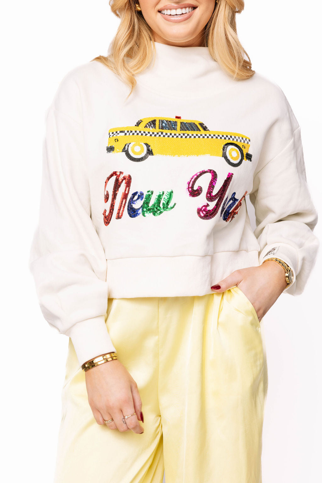 Queen of Sparkles - Light Beige 'New York' City Icon Sweatshirt