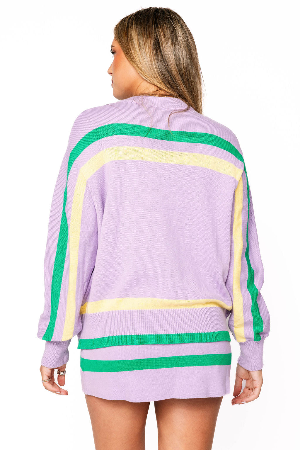 Queen of Sparkles - Lavender, Green & Yellow 'Queen Cake' Striped Sweater