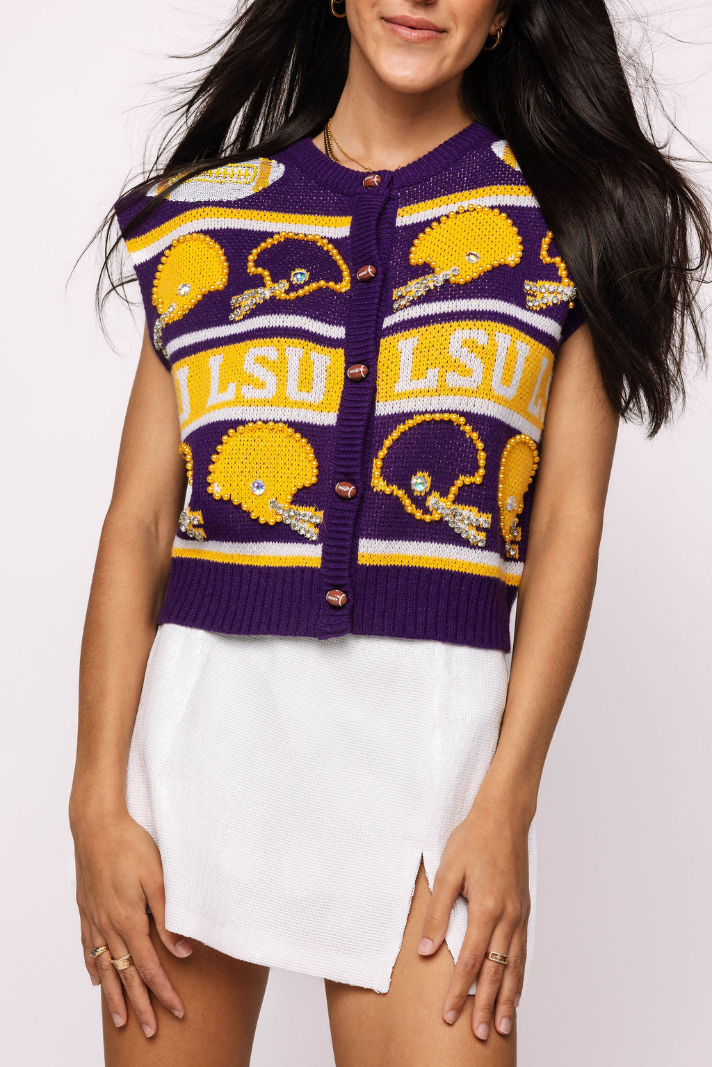 Queen of Sparkles - Licensed LSU Vintage Football Helmet Stripe