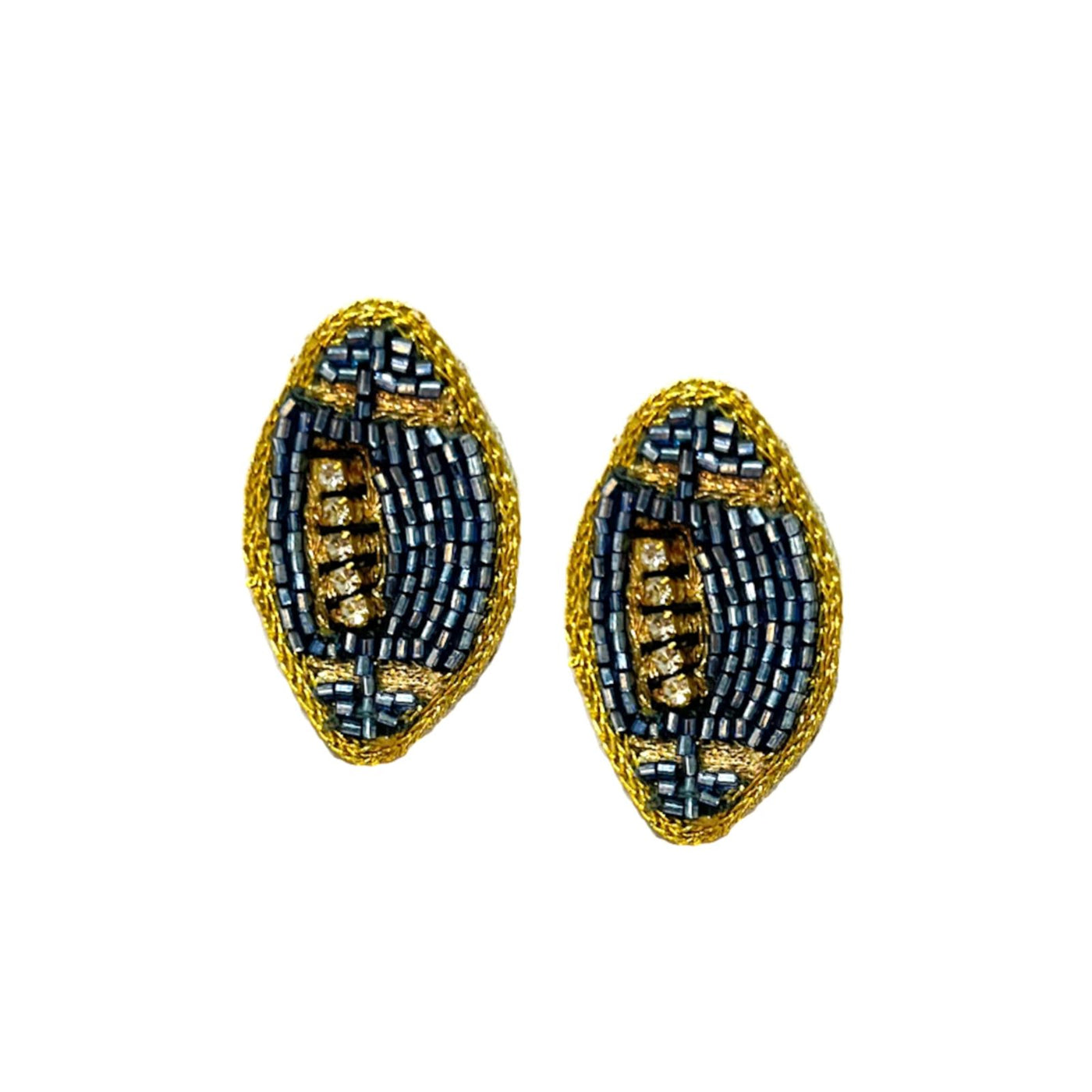 Football Stud Earrings - Blue and Gold