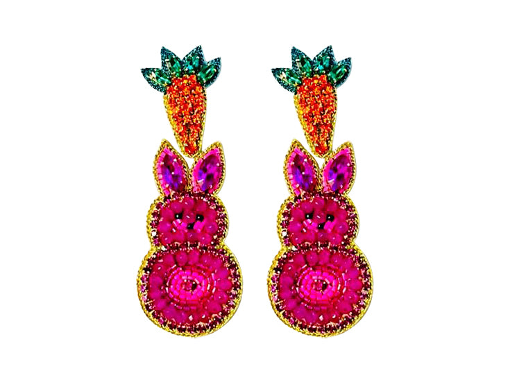 Fancy Peep Earrings - Dark Pink