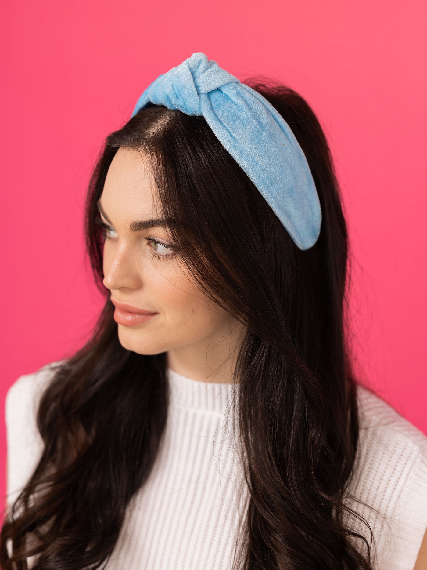 Headband Knot  - Velvet Light Blue