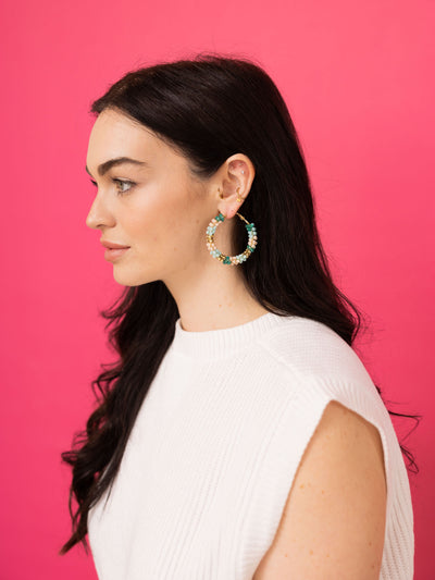 Sequin Hoop - Blue and Ivory