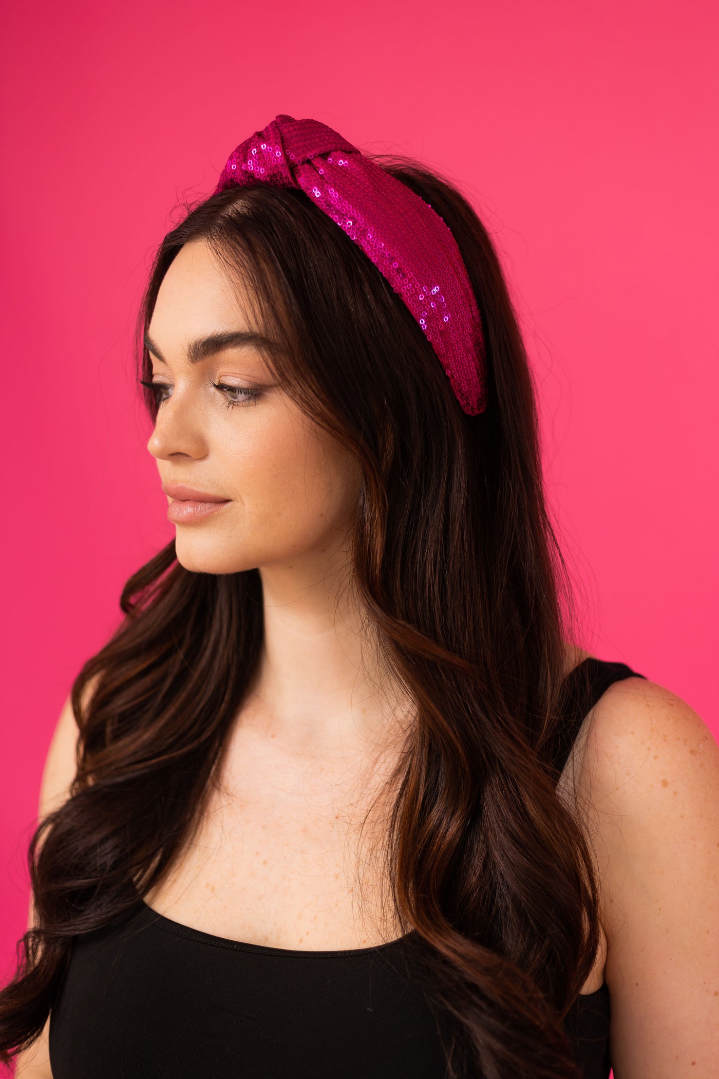 Headband Sequin Knot - Magenta