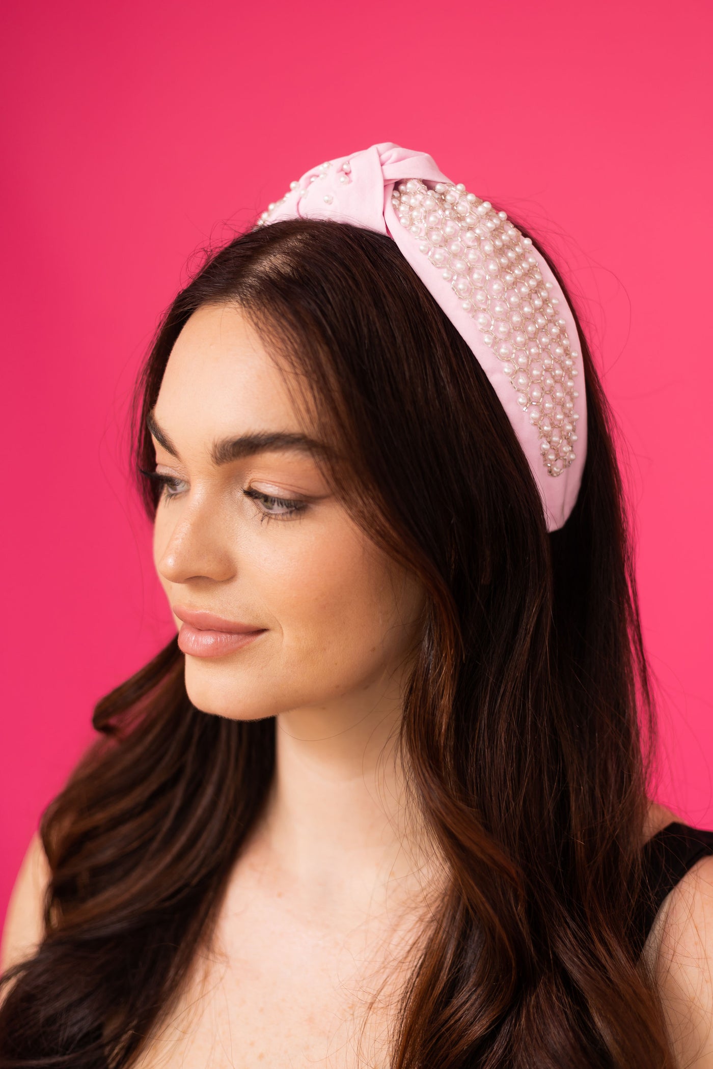 Headband Knot - Pink with Pearls