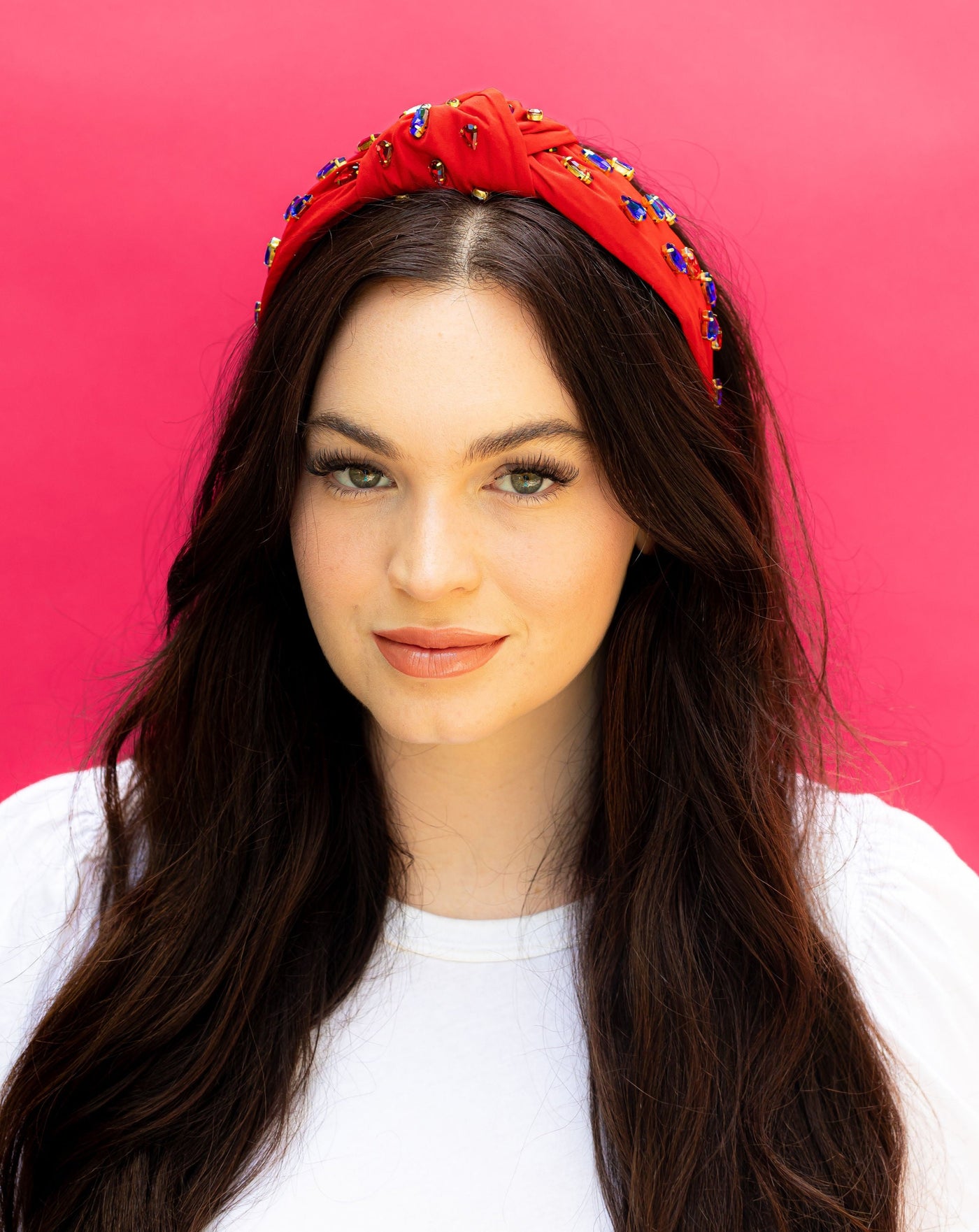 Headband Knot - Rhinestone Blue and Red