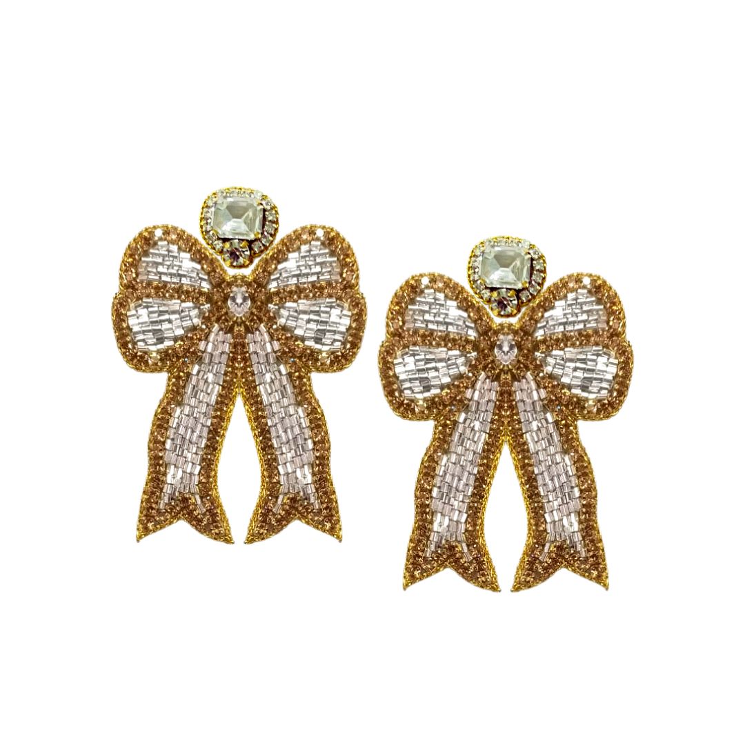 Fancy Bow Earrings - Silver