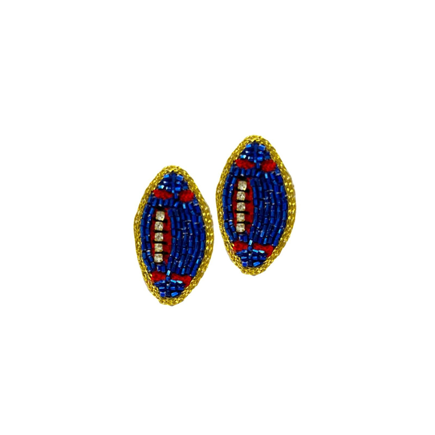 Football Stud Earrings - Blue and Red