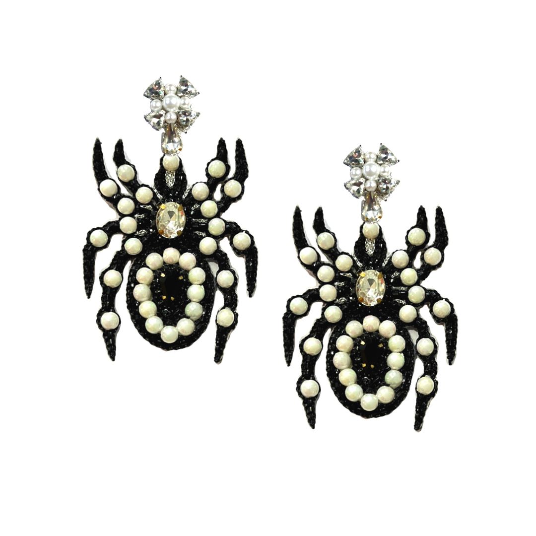 Halloween Pearl Spider Earrings