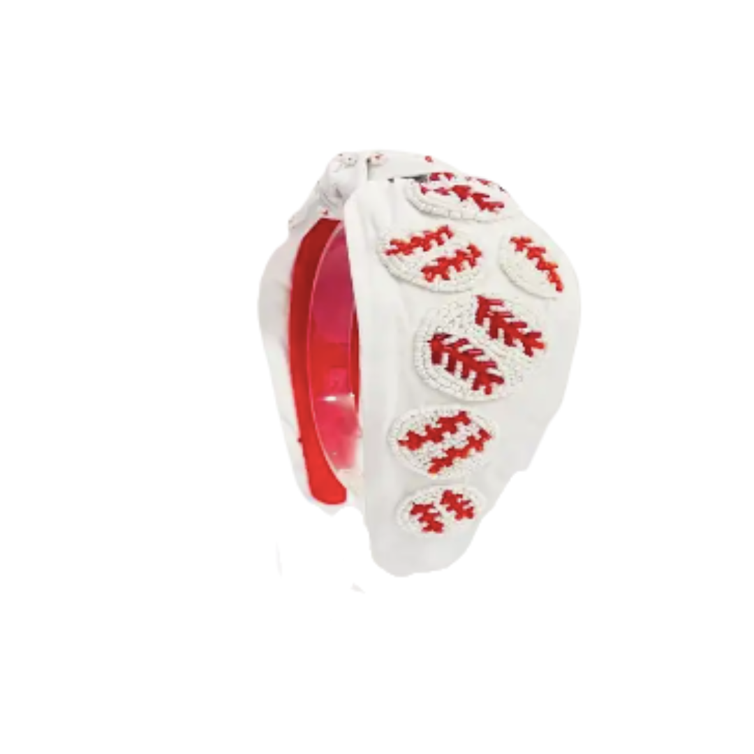 Baseball Knot Headband - White