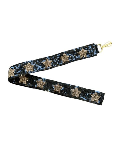 Sequin Strap - Black with Gold Star