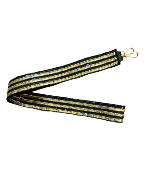 Sequin Strap - Black and Gold Stripe
