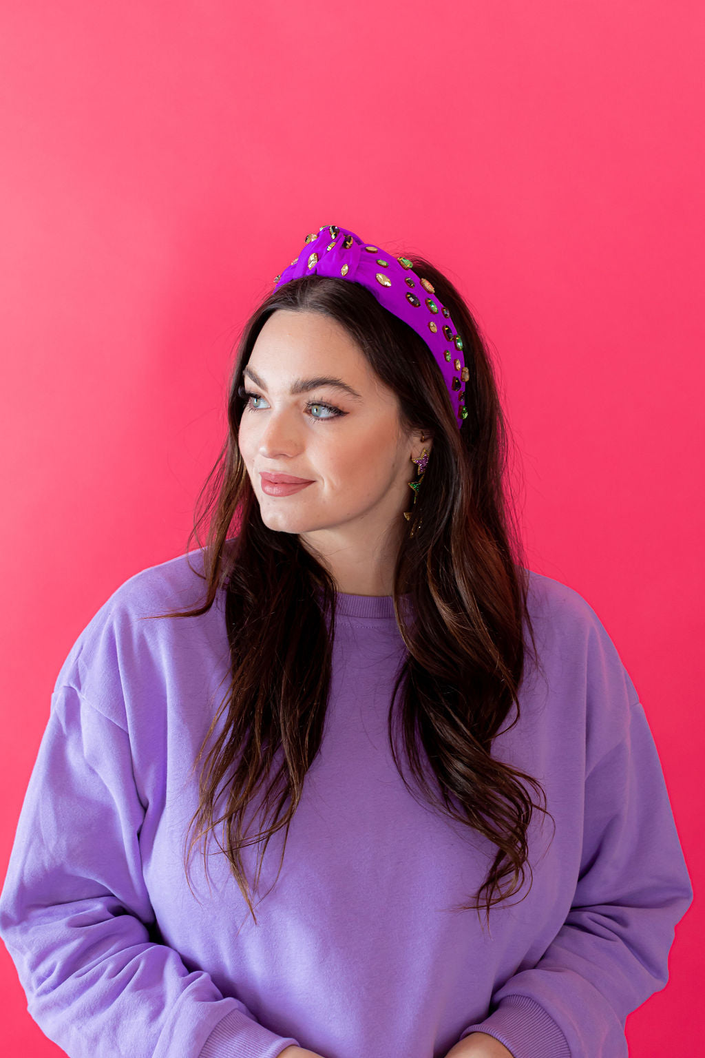 Mardi Gras Rhinestone Knot Headband