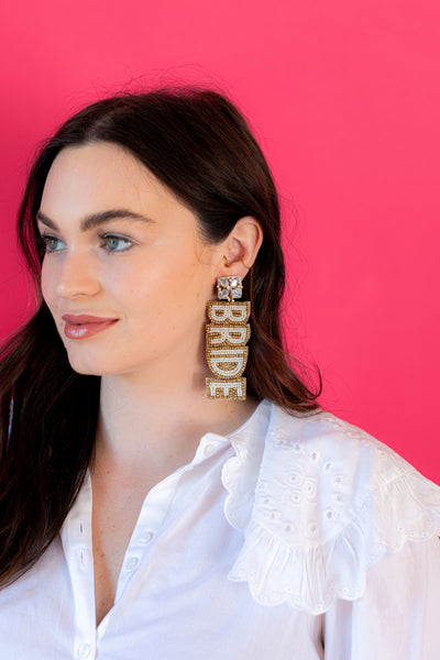 Bride Earrings - Gold and White