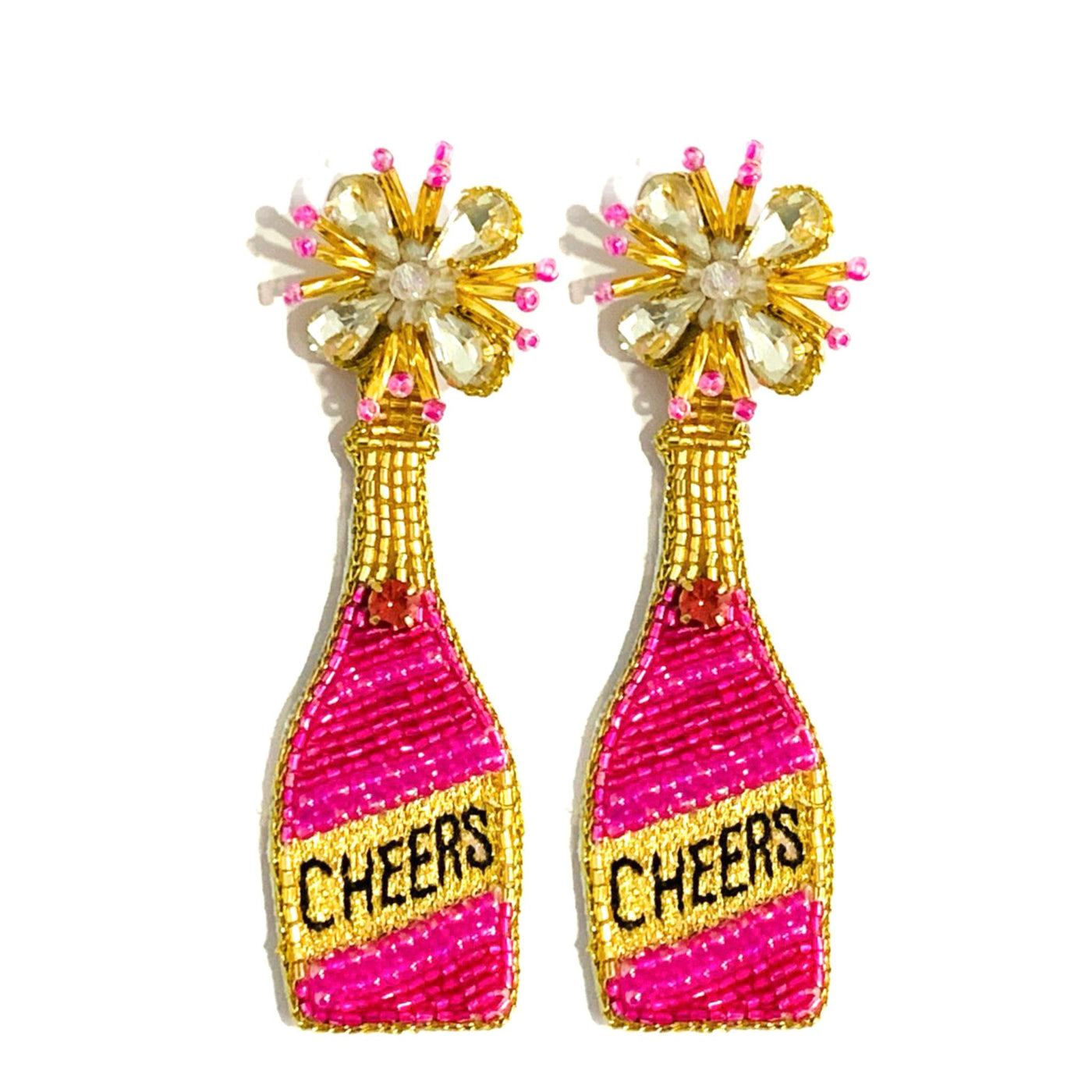 Cheers Champagne Bottle Earrings