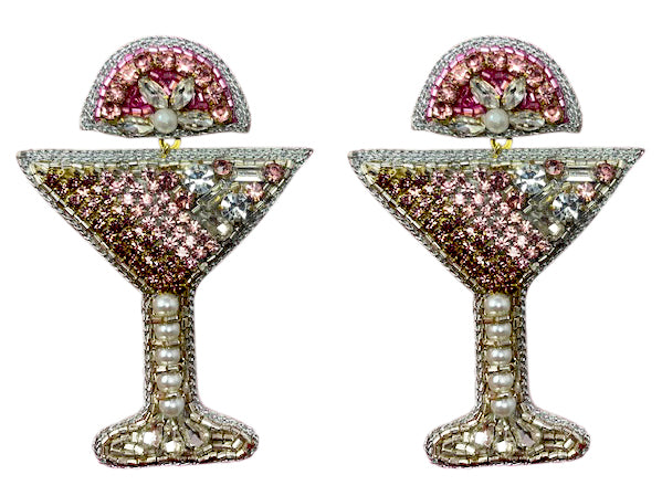 Martini Earrings - Pink