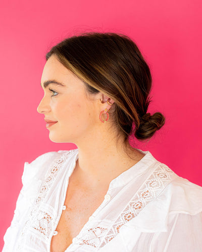 Coral Huggie Earrings