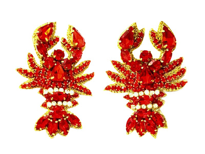 Crawfish Rhinestone Stud Earrings