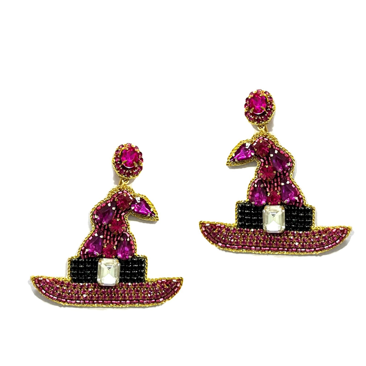 Fancy Halloween Witch Hat Earrings