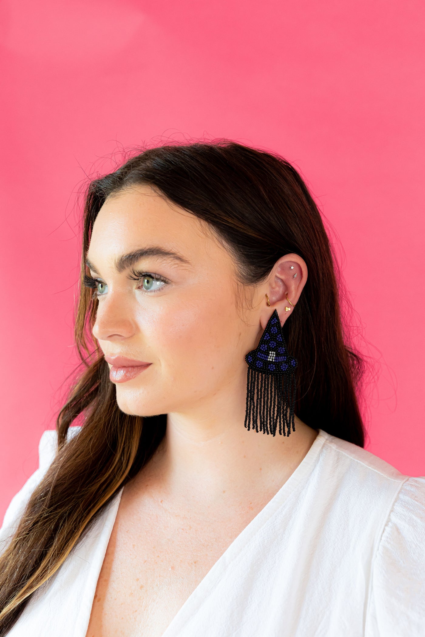 Witch Hat with Fringe Earrings