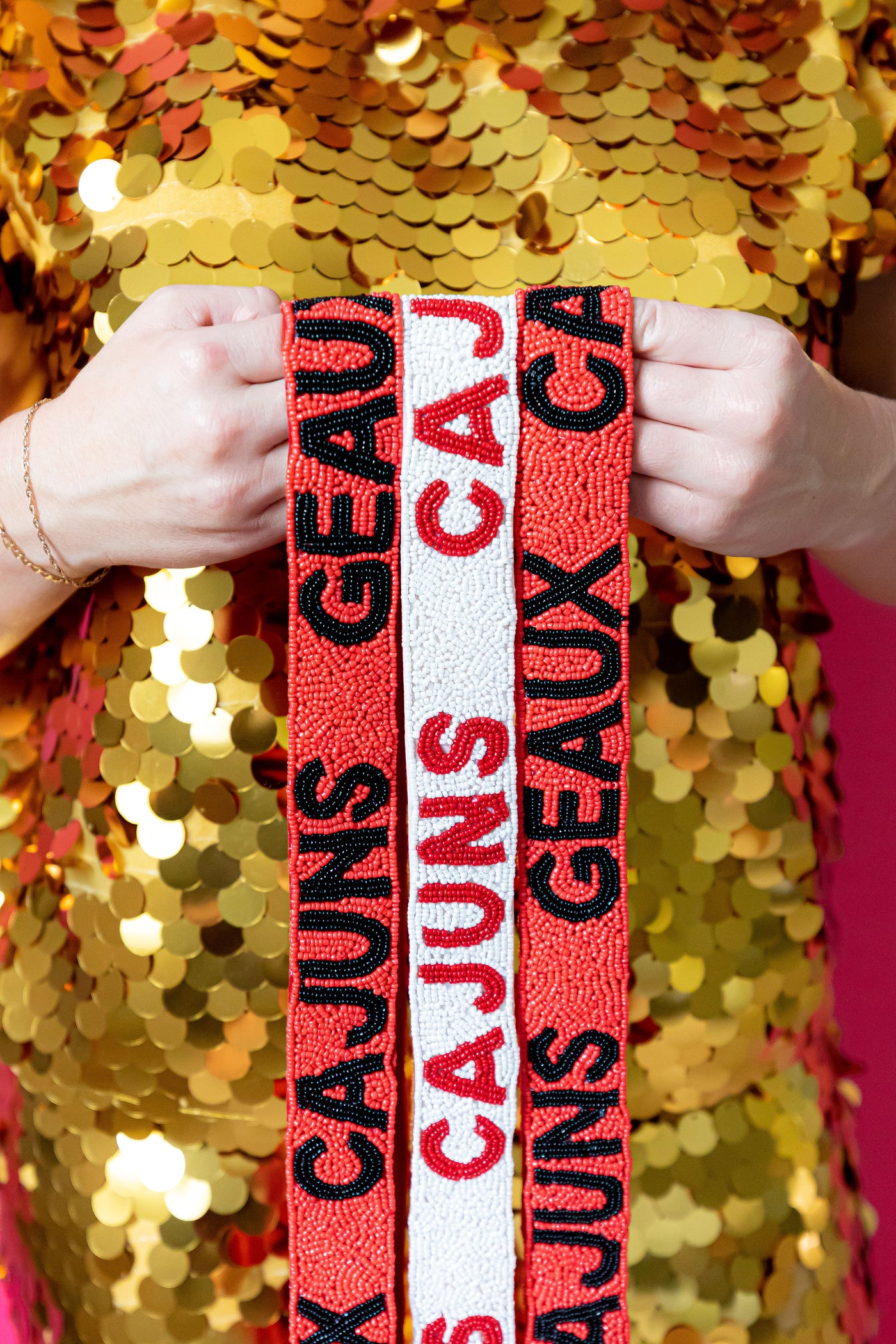 Seed Bead Bag Strap - Geaux Cajuns