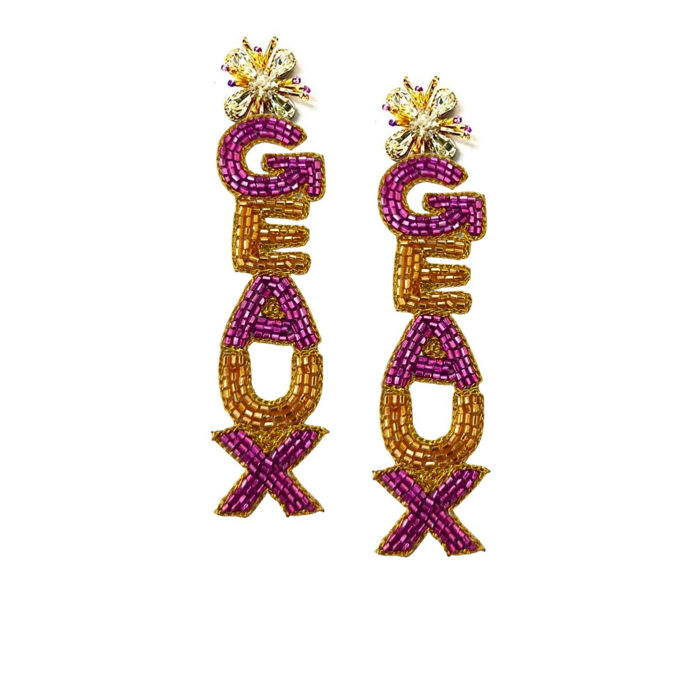 Geaux Earrings - Purple and Gold
