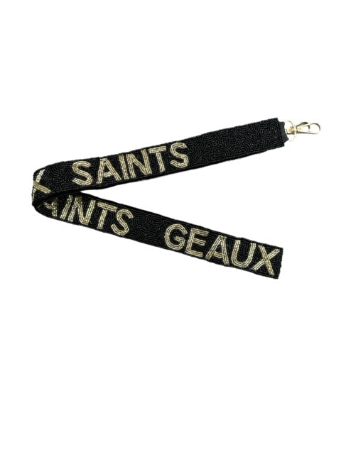 Seed Bead Strap - Geaux Saints - Black with Gold